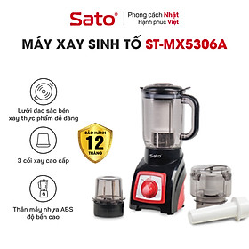 Mua Máy xay sinh tố đa năng SATO MX5306A - Thiết kế sản phẩm tinh tế  sang trọng  đẳng cấp với màu sắc tương phản nổi bật. Máy xay gồm 03 cối: Cối xay sinh tố  cối xay thịt & cối nhỏ - Miễn phí vận chuyển toàn quốc - Hàng chính hãng