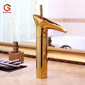 Mua Vòi rửa mặt thân cao chảy máng mạ vàng GR8768C