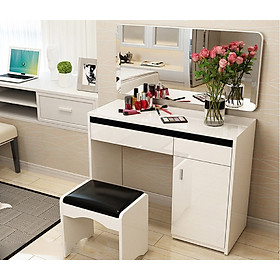 Mua Bàn Trang Điểm Gỗ Phong Cách Hiện Đại Gương Cố Định Kèm Ghế Đệm Nhỏ Gọn (BTD-11)