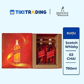 Hộp quà combo 2 chai rượu Johnnie Walker Red Label Blended Scotch Whisky 40% 750ml