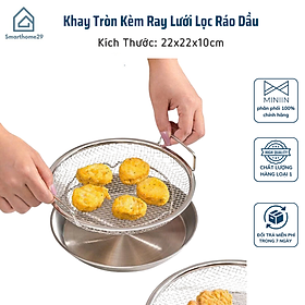 Mua Khay Tròn Inox 304 Kèm Ray Lưới Lọc Ráo Dầu Chiên Thức Ăn Đa Năng Tiện Dụng 19cm - HÀNG CHÍNH HÃNG MINIIN