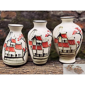 Mua Set 3 Bình Lọ Hoa Mini Họa Tiết Vẽ Tay Tặng Kèm Cặp Tóc Đính Đá - Gốm Sứ Bát Tràng- Trang Trí  Decor Nhà Cửa