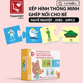 Bộ Xếp hình Ghép nối Thông Minh - Cho bé 1,5t + - 6 Chủ đề (Song ngữ Việt Anh)