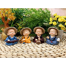Mua Bộ 4 Tượng Chú Tiểu Cầm Kỳ Đội Nón Lá ( Hàng Độc Quyền )
