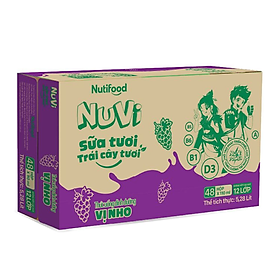 Thùng Nuvi Sữa Tươi Vị Nho 110ML 48 hộp x 110ml