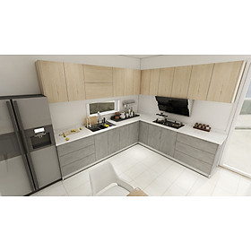 Mua TỦ BẾP DƯỚI GỖ AN CƯỜNG PHỦ MELAMINE KẾT HỢP MẶT TỦ ĐÁ THẠCH ANH VICOSTONE DẠNG L DÀI 3M-1055