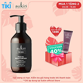 Kem dưỡng ẩm dành cho nam Sukin For Men Facial Moisturiser (Pump)