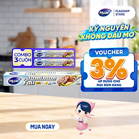 Combo 3 Hộp Giấy Bạc Màng Nhôm MyJae Đài Loan Để Bảo Quản, Nướng Thức Ăn, Bọc Thực Phẩm 30cm x 14m