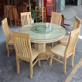 Mua BỘ BÀN ĂN TRÒN  6 GẾ  GỖ SỒI TỰ NHIÊN