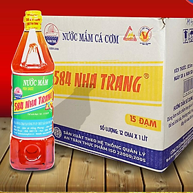 Thùng 12 chai, Nước mắm Cá cơm 15 độ đạm - 584 Nha Trang - Chai 1 Lít