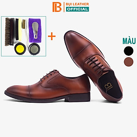 Giày da nam, giày oxford công sở Bụi Leather G105 - Da bò Nappa cao cấp - Màu nâuBộ vệ sinh - 40