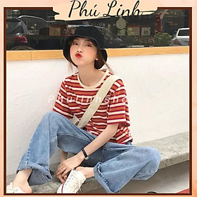 MS6688 Áo thun nữ kẻ ngang cotton mỏng mát dáng croptop