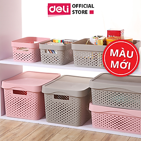 Mua Giỏ Nhựa Đựng Đồ Đa Năng Có Nắp Đậy Cao Cấp Deli - Đựng Sách Vở Đồ Cá Nhân Mỹ Phẩm Quần Áo Chăn Gối Ga Mền - Nhiều Size  Kích Cỡ Lớn Nhỏ   Có Tay Cầm  Phong Cách Nhật Bản Đơn Giản  Tiện Dụng  Vật Liệu An Toàn