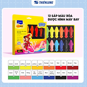 Sáp nhựa 12 màu xóa được - Erasable Crayons Thiên Long Colokit - Nhân vật Futy Akooland thế giới học cụ thần kỳ