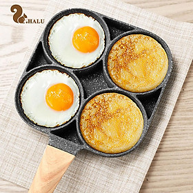 Chảo đá 4 ngăn chống dính làm bánh xèo đổ chả trứng sử dụng trên mọi loại bếp, khuôn làm bánh 4 ngăn chống dính