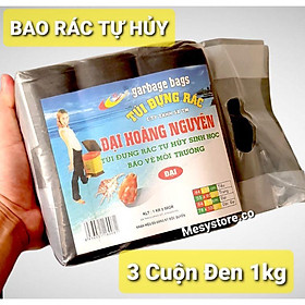 Mua Túi Rác Sinh Học Tự Hủy (3Cuộn Đen 1Kg Bao Rác Đen Hoàng Đại Nguyên Garbage Bags Đại/Trung/Tiểu