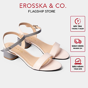 Giày sandal cao gót Erosska thời trang mũi tròn phối dây nhiều màu tinh tế cao 3cm EB019