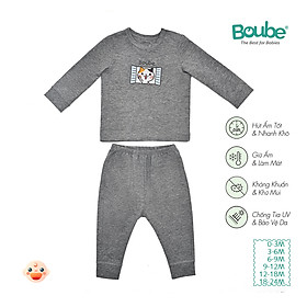 Bộ quần áo dài tay cúc bấm vai cho bé sơ sinh và trẻ nhỏ nhiều màu sắc Boube, Vải Cotton organic thoáng mát - Size 0-24M