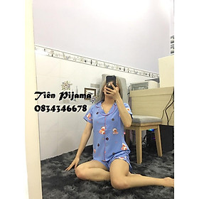 ️Bộ Pijama Lụa Cộc Tay đùi Nữ Cao Cấp Bộ Đồ Ngủ Nữ Mùa Hè  - xanh dương - 2XL-3XL-4XL