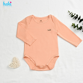 Body chip dài tay vai chồm vải sợi tre cao cấp HAKI (2,5-12kg); bodysuit cho bé trai bé gái; body cho bé sơ sinh chất liệu Bamboo siêu mềm mịn BB044