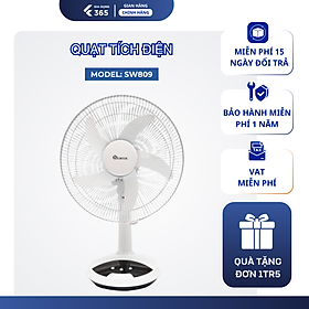 Quạt Tích Điện SOWUN SW809, Thời Gian Hoạt Động Lâu, Có Đèn LED 0.2W Sử Dụng Khi Mất Điện