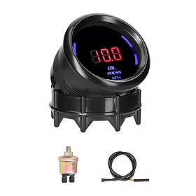 52mm Oil Pressure Gauge Car Digital Meter LED Display 0-10KPa with Sensor Alarm Function for Car Truck Motorcycle