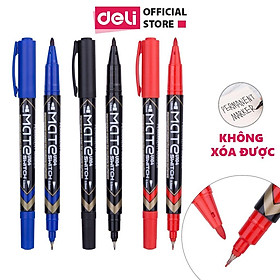 Bút dạ kính 2 đầu Deli - không xóa được, mực vĩnh cửu - Mực Đen/Xanh/Đỏ - 1 cây - EU10420 / EU10430 / EU10440