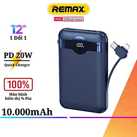 Mua Pin sạc dự phòng kèm cáp 10000mAh Remax RPP-280 - Cục Sạc Dự Phòng Sạc Nhanh PD 20W Chính Hãng Remax - Hàng Chính Hãng