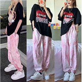 Quần Jogger 3D Ulzzang Unisex Jogger Loang Màu Bo Lai Hồng V2 - MM