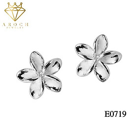 Bông tai bạc Ý s925 cánh hoa trắng E0719 - AROCH Jewelry