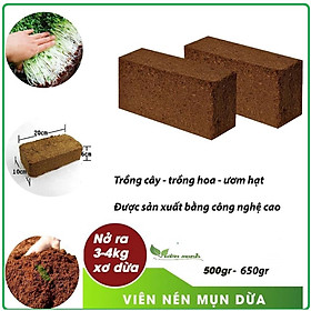 Đất nén hữu cơ, viên nén mụn xơ dừa bánh 400gr đã xử lý dùng trồng rau củ quả, cây cảnh, trộn đất trồng cây