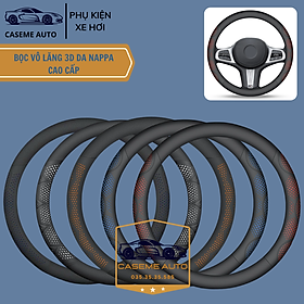Bọc Vô Lăng Ô Tô 3D Da Nappa Cao Cấp Siêu Mỏng - Thiết Kế Lỗ Thoát Khí, Chống Trơn Trượt - Hàng Chính Hãng - Đen