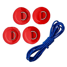 4 Pieces PVC Inflatable Boat SUP Stand up Paddleboard Stainless Steel D-ring Round Patch Pad & Elastic Shock Cord - Various Colors