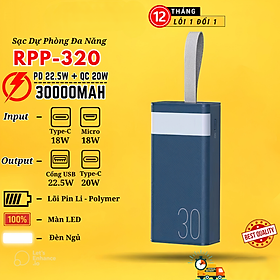 Hình ảnh Pin Sạc Dự Phòng 30000mAh 22.5W Remax RPP-320 - Sạc Nhanh QC 22.5W Và PD 20W - Sạc Nhanh 3 Thiết Bị Cùng Lúc - Hàng Chính Hãng