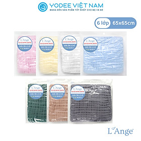 L’Ange Khăn tắm/Khăn quấn có nón vải bông 6 lớp 65x65cm cho bé