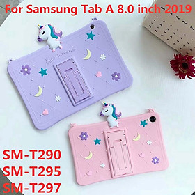 Ốp tablet silicon dẻo chống sốc kèm dây đeo họa tiết kì lân cho Samsung Galaxy Tab A 8.0 inch 2019 SM-T290 T295 T297