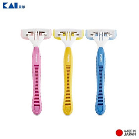 Set 03 chiếc dao cạo Kai Pretty Body, thiết kế 3 lưỡi kép tạo ra những đường cắt nhanh và hiệu quả hơn - nội địa Nhật Bản 