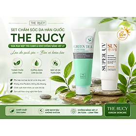 Combo chăm sóc da cao cấp Hàn Quốc The Rucy gồm Sữa rửa mặt trà xanh 150ml và Kem chống nắng vật lý SPF 50+/PA+++ 50ml