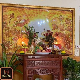 Mua kt 127cmx195cm - Sen tỏa -  dán phòng thờ  vách thờ  bàn thờ  tượng thờ tranh trúc chỉ in MÂU NI