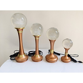 Mua Cặp đèn thờ pha lê cầu nguyên khối bên trong khắc hoa sen loại cao cấp chân đồng