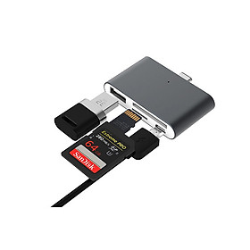 Mua Đầu đọc thẻ nhớ Type c đọc thẻ  SD TF USB đa năng 4 trong 1 vỏ nhôm cao cấp