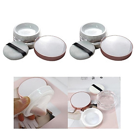 2Pcs Travel Mini Face Loose Mineral Powder Case Round Blusher Holder Box Jar