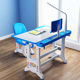 Bàn ghế học sinh chống gù chống cận mẫu chân voi chắc chắn, tặng kèm đèn led chống cận 3 chế độ NT43