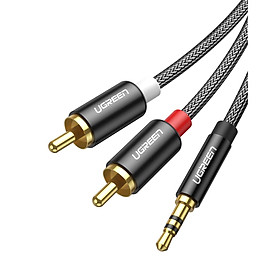 Mua Cáp 3.5mm ra 2RCA hoa sen âm thanh Stereo bọc nhôm chống nhiễu màu đen 1M Ugreen  116AT60240AV Hàng chính hãng