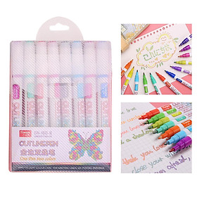 0.7mm Double Line Outline Pen Fluorescent Glitter Marker Pen Stationery for Card Making, Birthday Greeting, Scrap Booking, Painting, DIY Art Crafts