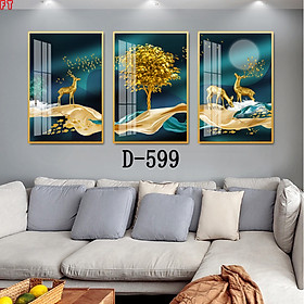 Tranh Những Chú Hươu Có Cặp Sừng Tuyệt Đẹp - Tranh Canvas Bộ 3 Bức Treo Tường Giá Rẻ