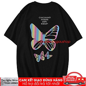 Áo thun Stee nam tay lỡ unisex form rộng overtee In Phản Quang Dạ quang 7 màu Butterfly CINCOUNOTrumunisex