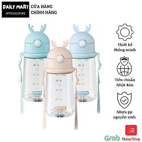 Bình đựng nước trẻ em, bình nước cho bé cao cấp goki rudy inochi có ống hút 450ml