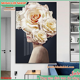 Tranh cô gái tráng gương pha lê hiện đại trang trí phòng khách,không gian tặng tân gia TẶNG KÈM ĐINH TREO GIRL016