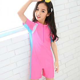 Đồ Bơi Bé Gái Hồng Xinh Tươi BBO29 MayHomes Thun Lạnh Bền Chắc Không Phai Màu Dây Khóa Trước Girl One-Piece Swimwear - XL